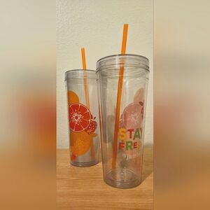 Jamba Juice Stay Fresh 32 oz Tumbler Cups set of 2 w/ Twist Lids